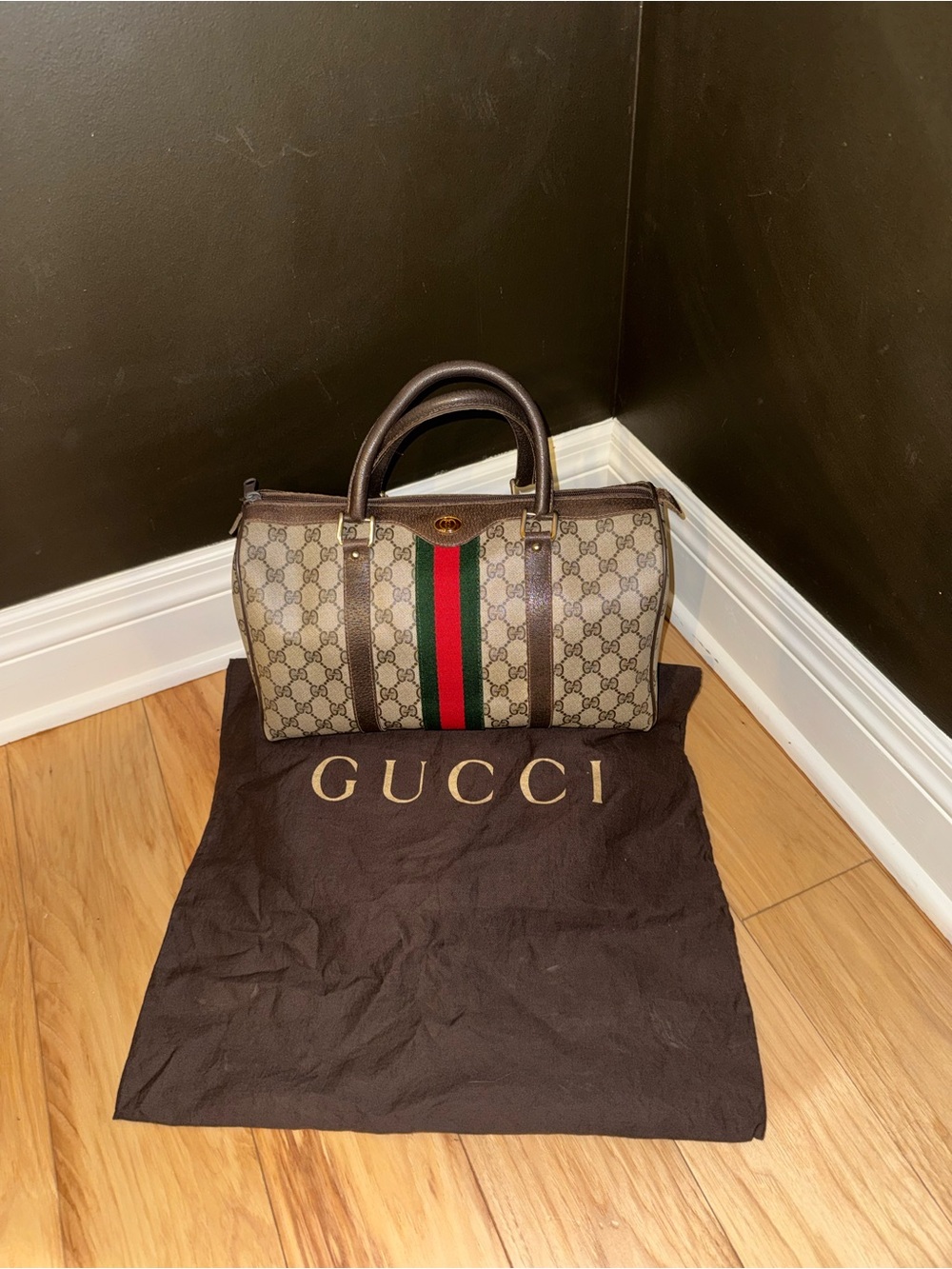 Gucci Vintage GG Supreme Web Boston Bag, Authentic with COA and Dustbag